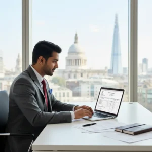 Ilustração de empreendedores celebrando o sucesso ao Abrir Empresa UK, simbolizando crescimento e novas oportunidades.